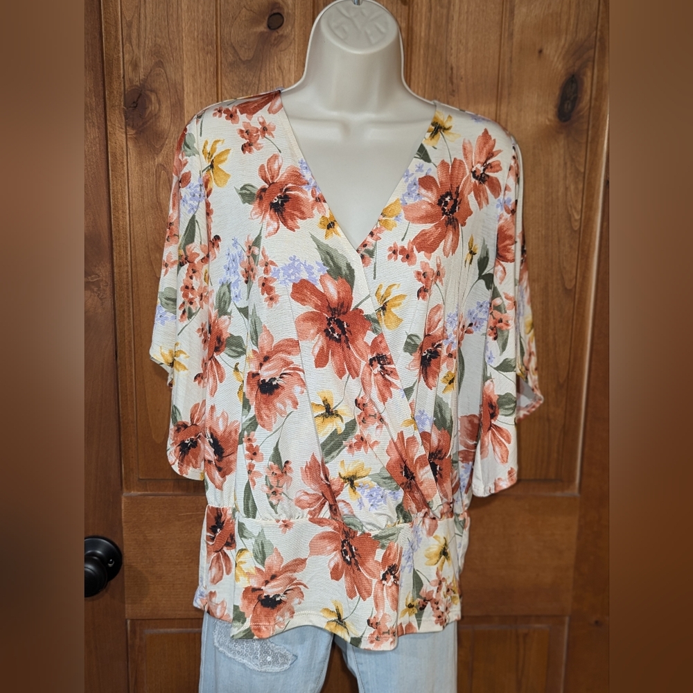 NAIF‎ Floral Wrap Blouse - Orange and White